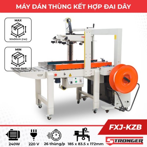 Máy dán thùng carton kết hợp đóng đai tự động