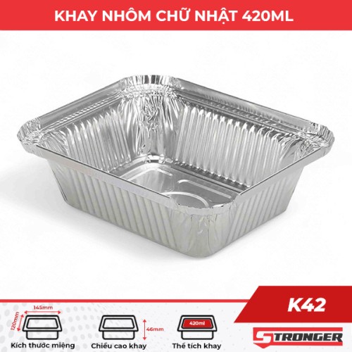 Khay nhôm chữ nhật 420ml