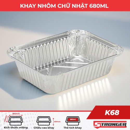 Khay nhôm chữ nhật 680ml