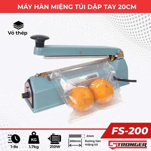 Máy hàn miệng túi mini dập tay FS-200 Stronger [Vỏ thép]